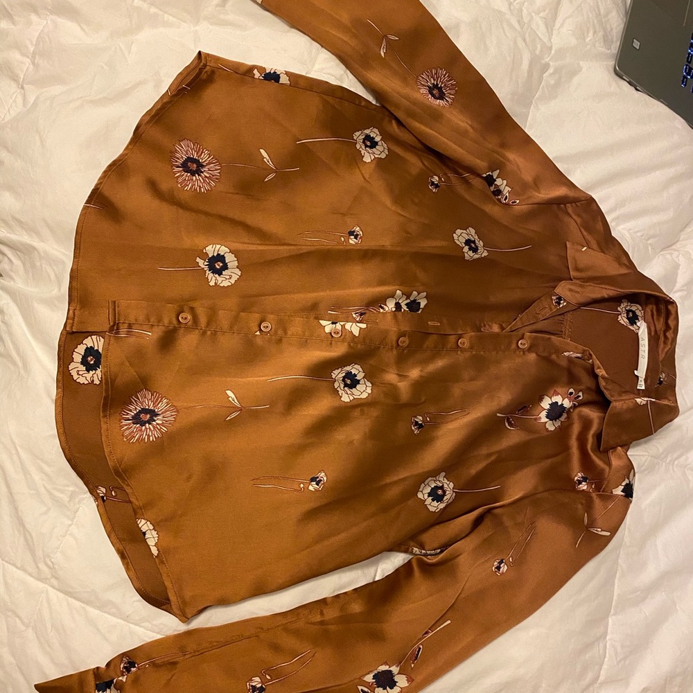 Satin long sleeve button up